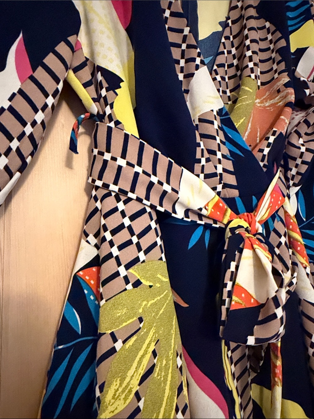 Amoretu Navy Multicolor Floral Wrap Dress - Picture 3 of 7